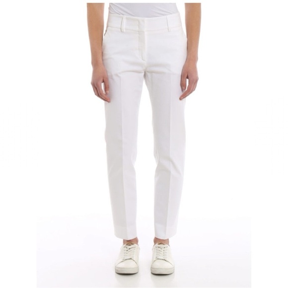 Piazza Sempione Kim White Cotton Tailored Trousers Size 10 US / IT 46 - Picture 2 of 9